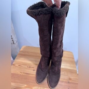 Gucci Dark Brown Suede Over-the-Knee Boots